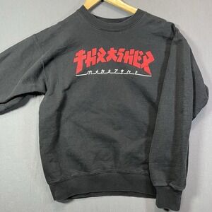 Thrasher Skateboard Magazine Crewneck Sweatshirt Size Small Black Red Japanese